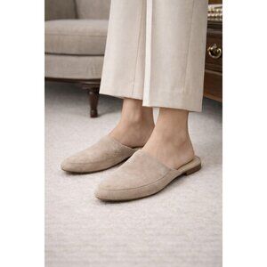 M.Gemi Suede Mule Loafers Women’s EU 39.5 Beige Studded Slip On Made in Italy